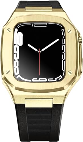 CEKGDB Apple Watch 8 7 6 5 4 SE 41/44/45mm XeXX`[vP[XohCLbgAyʊȎvohی Mod LbgANZT[(G4 black strap,44MM)