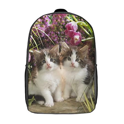 Sac à dos de voyage confortable 17 pouces avec imprimé chat 3D