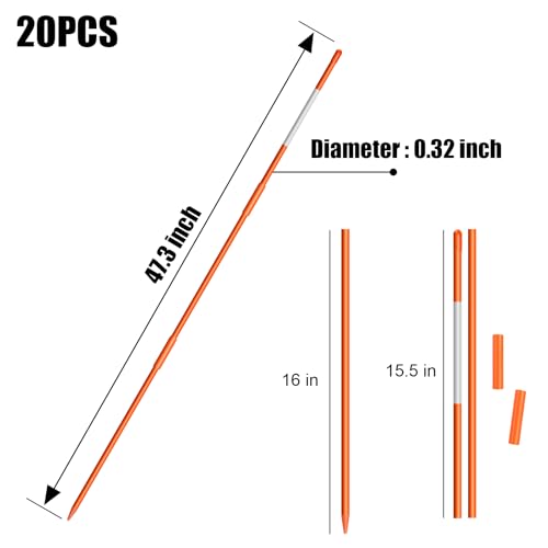 10Pcs Driveway Markers,4Ft Driveway Reflective Poles, Orange Fiberglass Snow Stakes with Reflective Tape for Easy Visibi - Additional View