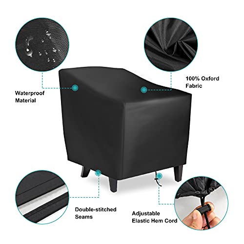 Takytao Patio Chair Covers 27" W X 31" D X 40" H Black For Outdoor Outside Lawn Garden Furniture Waterproof Cloth Covers For Rocking Chair Sofa Couch Deep Seat #TOP3