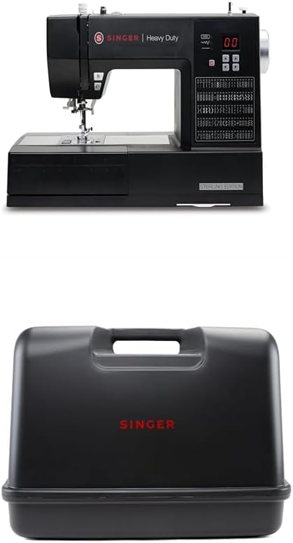 SINGER 6600C Heavy Duty Sewing Machine with 215 Stitches, LCD Screen & 1-Step Buttonhole + Black Universal Hard Carrying Case – Full Metal Frame, Strong Motor, Portable & Protective Bundle