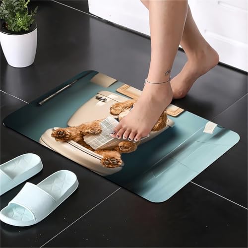 Alfombrilla de baño de perro dorado ideal para duchas familiares decorativas 5
