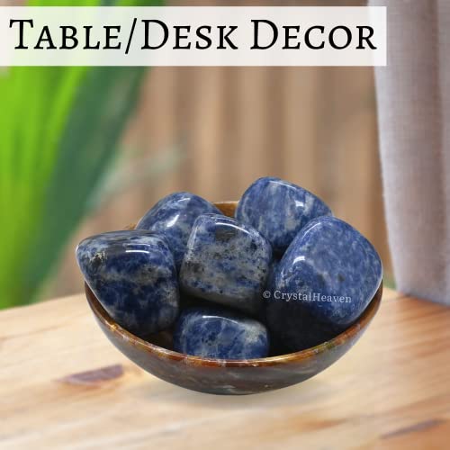 Image of Certified Sodalite Crystal Healing Tumbled Stone, Natural Polished Crystals for DIY Crafts, Manifestation, Meditation, Pooja Feng Shui and Reiki Healing (30 Grams)