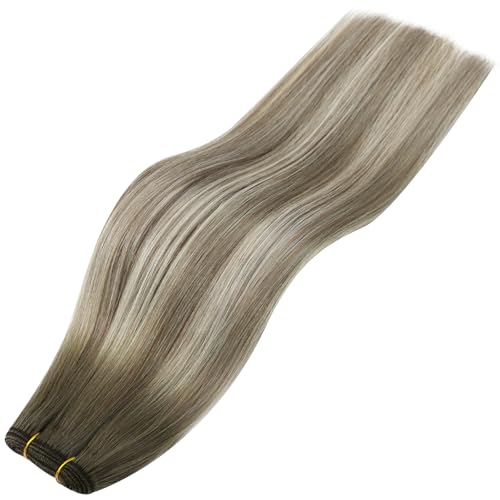 Image of Full Shine Machine Weft Hair Extensions 20 Inch 105G, Machine Tied Sew In Weft, 7 /7 /800 Ash Brown To Blonde Mix Brown, Remy Human Hair, Workday Styling, Daily Wear