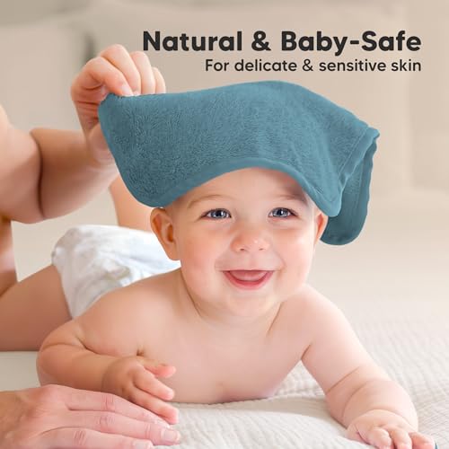 Image of 6-Pack Baby Washcloths - Soft Absorbent Viscose from Bamboo Washcloths for Face, Body, Baby Towels for Newborn, Kids, Toddlers, Infant,Gentle on Sensitive Skin,10x10 Reusable Face Towels(Aegean Blue)
