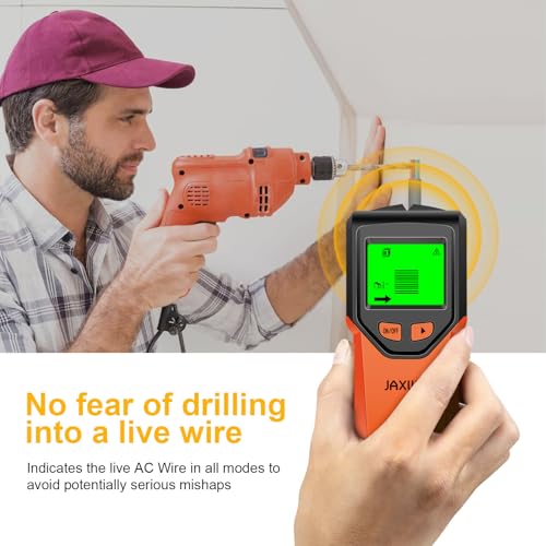 Stud Finder Wall Scanner - 5 in 1 Stud Finder Tool w/Smart Chip and HD LCD Display, Stud Detector Beam Finders for the Center and Edge of Wood AC Wire Metal Studs Joist Pipe (BloodOrange)