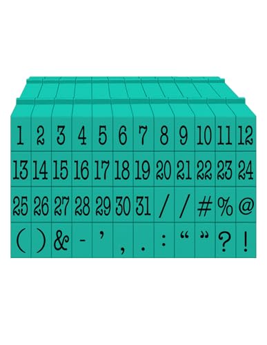 PEGZ® V2 Alphabet Stamps Clickable - Connectable American Typewriter Font (Numbers & Symbols 50 pc Medium Size)