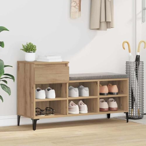 Nqyjm Armario para Zapatos con cajón Roble Artisan 102 x 36 x 60 cm Mueble Zapateros,Zapatero lndependiente para Entrada