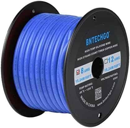 BNTECHGO 8 Gauge Silicone Wire Ultra Flexible 6 ft high Temp 200 deg C 600V 8 AWG Silicone Wire 1650 Strands of Tinned Copper Wire Stranded Wire Model Cable Black and Red Each Color 3 ft