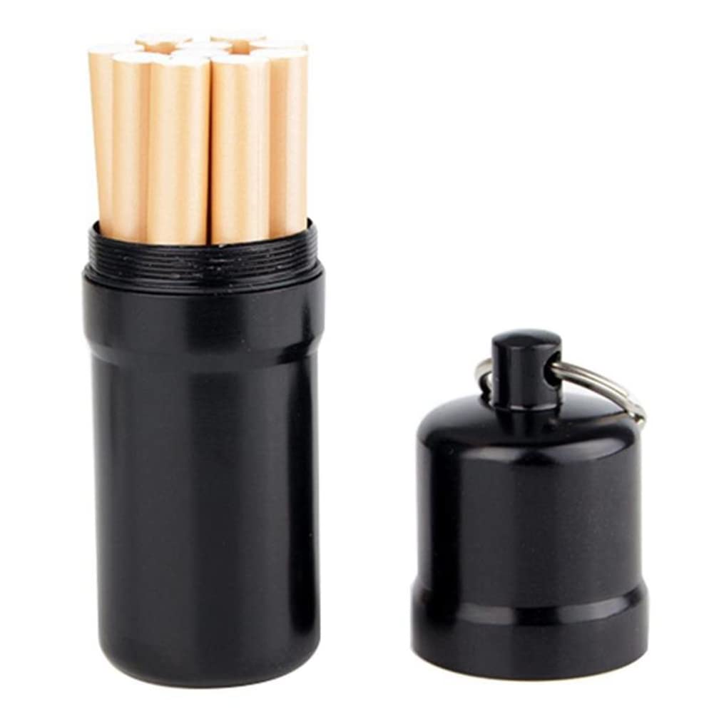Amazon.com: ihreesy Mini Metal Cigarette Case with Keychain, Round Portable  Holder for 5 Cigarettes, Black : Health & Household