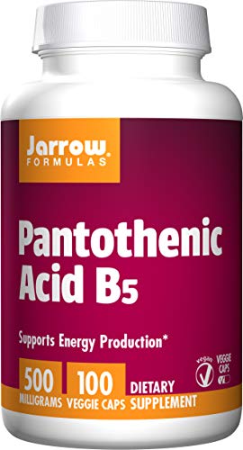Jarrow Formulas Pantothenic Acid, B5, Supports Energy Production, 500 mg, 100 Capsules (Pack of 3)