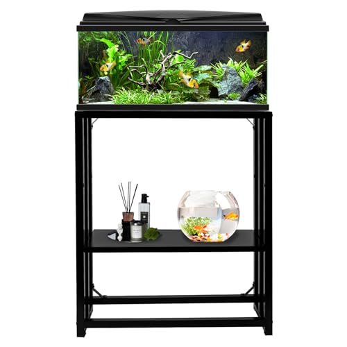 Umisu Fish Tank Stand Metal Aquarium Stand 10-15 Gallon 24.8\" x 9.25\" x 30.1\" Aquarium Turtle Tank Stand,Double-Layer Detachable Design Black
