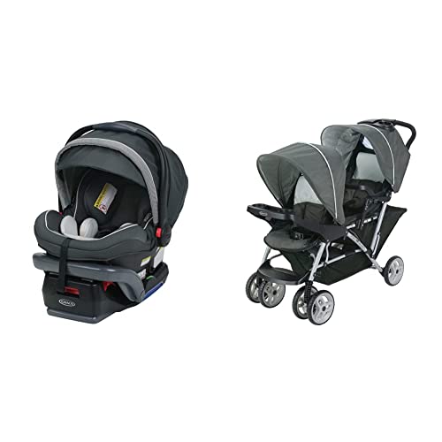 Graco SnugRide SnugLock 35 Elite Infant Car Seat, Baby Car Seat, Oakley & DuoGlider Double Stroller | Lightweight Double Stroller with Tandem Seating, Glacier