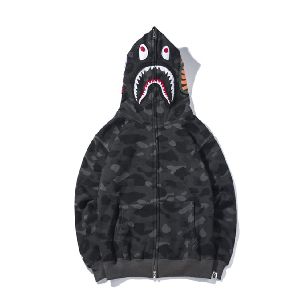 BAPE Shark Ape Bape Men's Fashion Camo Print Sweatshirt Zip Up Casual Loose Jacket Hoodie Sweatshirts for Teen Girl