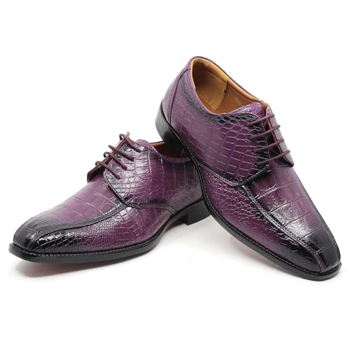 Image of Men's Alligator Crocodile Print Oxford Fashion Lace Up Dress Shoe croco-03
