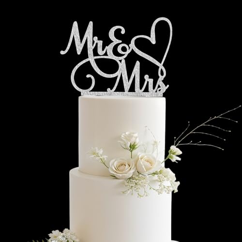 Topper per torta nuziale con scritta "Mr and Mrs", decorazione per torta nuziale, decorazione per torta nuziale, in acrilico dorato a specchio, per matrimonio, fidanzamento, anniversario (argento) Topper per torta nuziale con scritta "Mr and Mrs", decorazione per torta nuziale, decorazione per torta nuziale, in acrilico dorato a specchio, per matrimonio, fidanzamento, anniversario (argento)