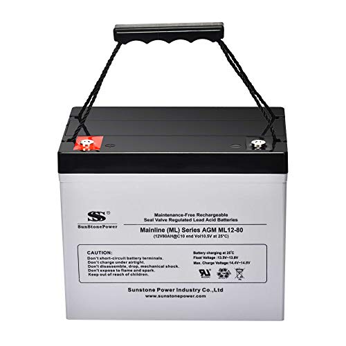 Sunstone AGM Batterie Stromspeicher 12V 80AH 10hr AGM Bleiakku USV Beleuchtung Solar Speicherbatterie Zyklenfest Wartungsfrei