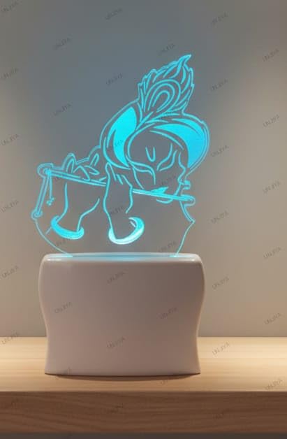 UNJIYA 3D Illusion Lord Krishna Design Night Lamp with 7 Color Changing Light for Valentines Day Gift (Size 3 Inch) (Multicolor)-image-39
