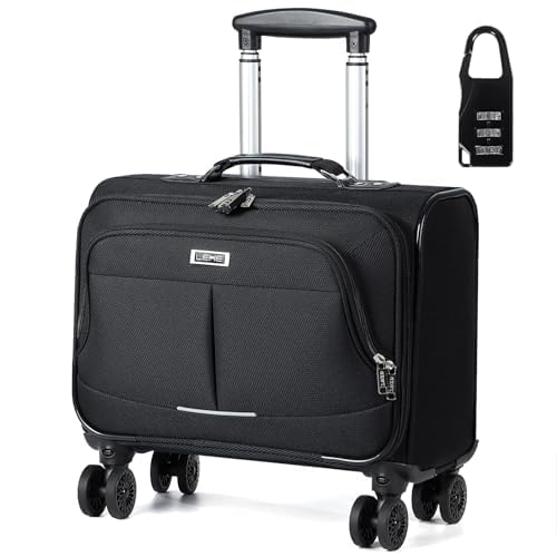Laptop Bag with Wheels,Softside Hand Luggage Rolling Briefcase Women Laptop Trolley for Work/Travel/Business, Waterproof Underseat Cabin Bags (Black, M)