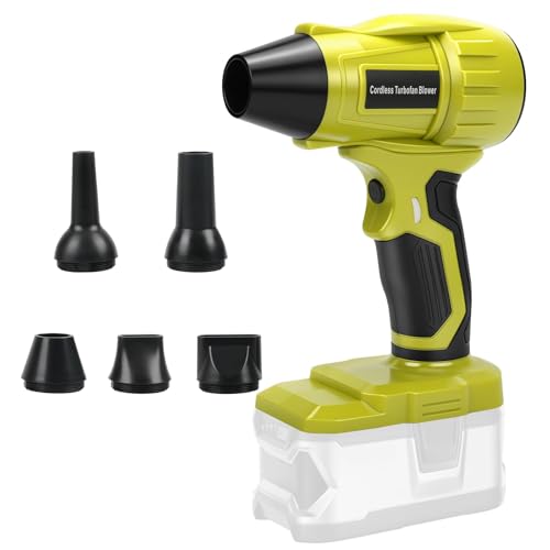 Risfon Cordless Leaf Blower for Ryobi 18v Battery, 130000RPM Brushless Leaf Blower with 5 Nozzles, 210W Handheld Blower Compatible with Ryobi, Lightweight & Variable Speed (Battery Not Included)