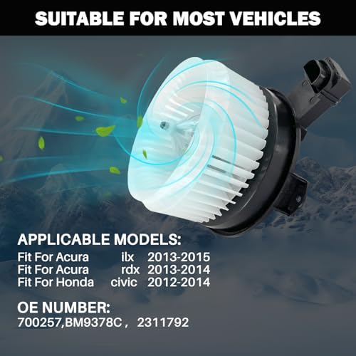 Image of 700257 AC Heater Blower Motor Fan Assembly Fit for Acura ILX 2013-2015 ，for Acura RDX 2013-2014，for Honda Civic 2012-2014 79310TR0A01, 80030TR0305
