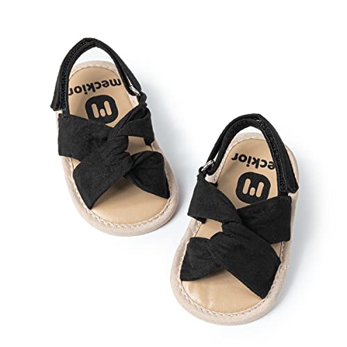 Image of Meckior Infant Baby Girls Boys Summer Sandals Open Toe Lace Princess Dress Wedding Flats Shoes Newborn Toddler Soft Non-slip Sole First Walker Crib Shoes