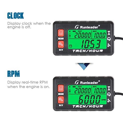 Display showing RPM mode with real-time engine RPM.