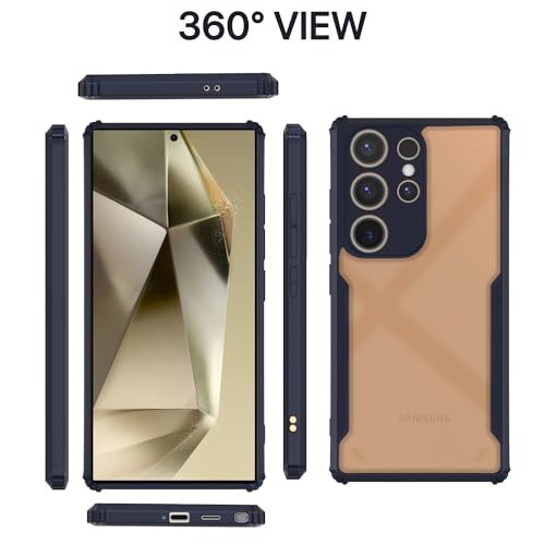 Image of Pikkme Samsung Galaxy S24 Ultra 5G Back Cover | Crystal Clear Transparent Back | Ultra Hyrbid | Full Camera Protection | Raised Edge | Bumper Back Case (Blue)