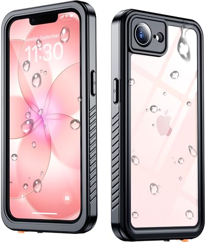 SPIDERCASE for iPhone 17e Case/iPhone 16e Case Waterproof Built-in Screen & Camera Lens Protector[IP68 Underwater] Full Body Protection Phone Case for iPhone 17e/iPhone 16e 6.1 Black/Clear