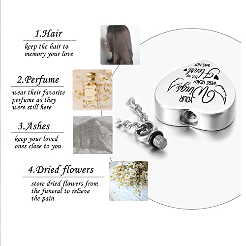 Cremation Heart Urn Necklace for Ashes for Women with 12 Birthstones, Cremation Ashes Jewelry Keepsake with Angel Wing - Your Wings were Ready, But My Heart was Not …3