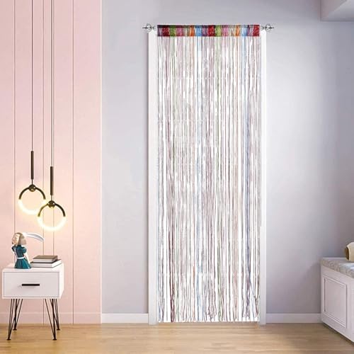 Beaded Door Curtain Fly Screen, Door Fly Screen Curtain 39.37x78.74 inch Extra Length Tassel Hanging Lightweight Shiny Decorative Fly String Curtains for Doors for Windows, Doorways Rainbow Color - Image 6