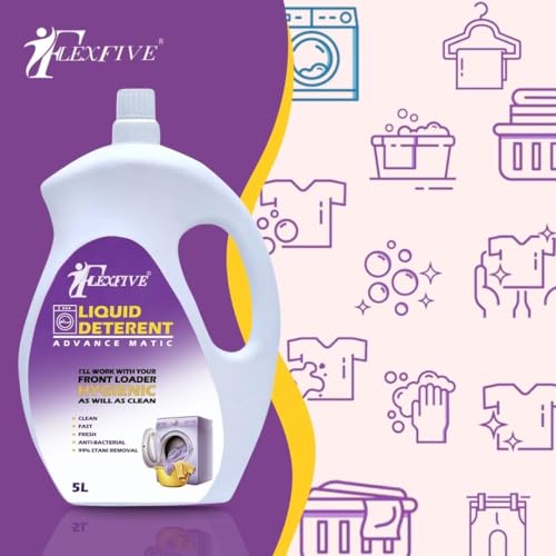 Image of Total Wash Matic Detergent Liquid | 5Ltr | Removes Tough Stains | Gentle on Clothes | Refreshing Fragrance | Liquid Detergent for Washing Machine and Hand Wash | (Lavender)
