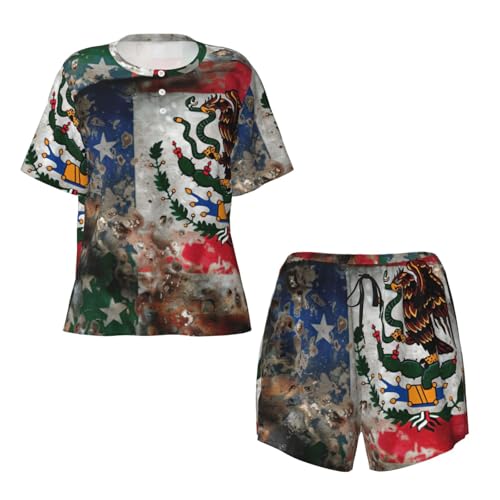 Pijama de manga corta para mujer ropa de dormir mexicana americana 6