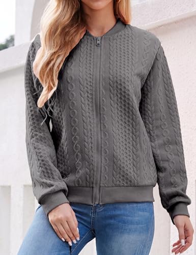 Image of Larmliss Women's Zip Up Cardigan Sweater Hoodies Long Sleeve Jacket Crewneck Casual Outerwear Spring Fall Trendy Coat Outfits