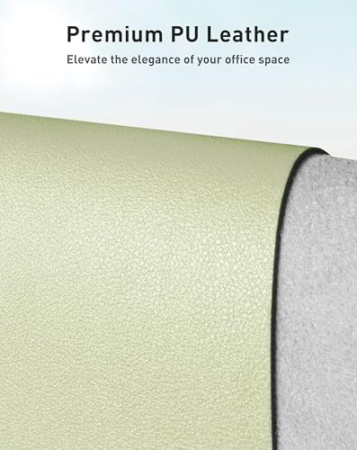 Image of Aothia Faux Leather Desk Mat - Large Mouse Pad, Non-Slip PU Leather Blotter, Waterproof Writing Surface for Office and Home (Grass Green, 40 inch x 24 inch)
