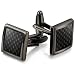 Jstyle Carbon Fiber Cufflinks for Men Shirt Unique Business Wedding Black