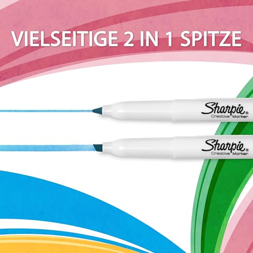 Sharpie S-Note Textmarker & Kreative Markerstifte | SchreibenMalenMarkieren & Mehr | gemischte Pastellfarben | 2-in-1 Keilspitze (Breit & Fein) | 4 Stück Highlighter