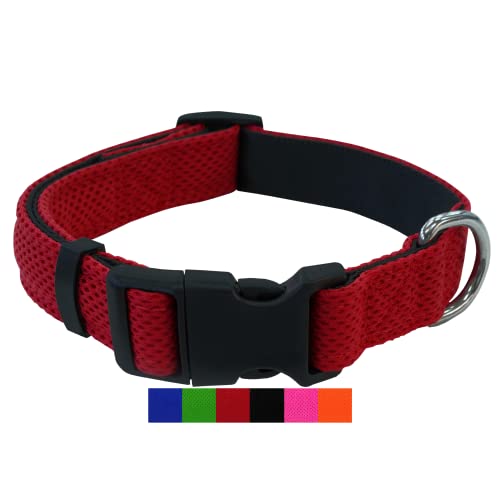Petlando Mesh-Hundehalsband Rot XS – Halsumfang 35-40 Cm, 2,5 Cm Breit, Leicht & Atmungsaktiv