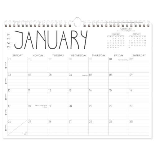 Image of GuassLee 2027 wall calendar 12 month, Jan 2027-Dec 2027, 14 inchx11 inch