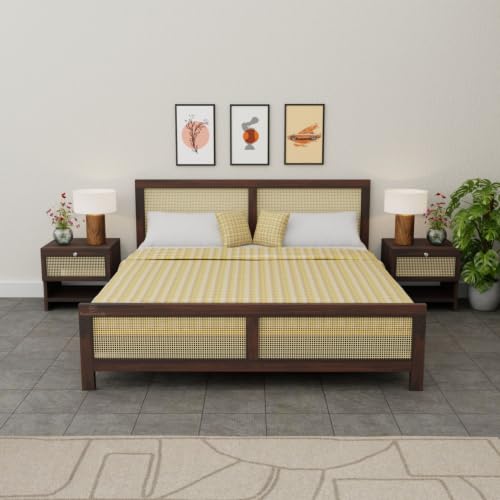 Image of Solid Sheesham Wood Queen Size Bed | Wooden Queen Size Cot Bed Double Bed for Bedroom,Home (Walnut)