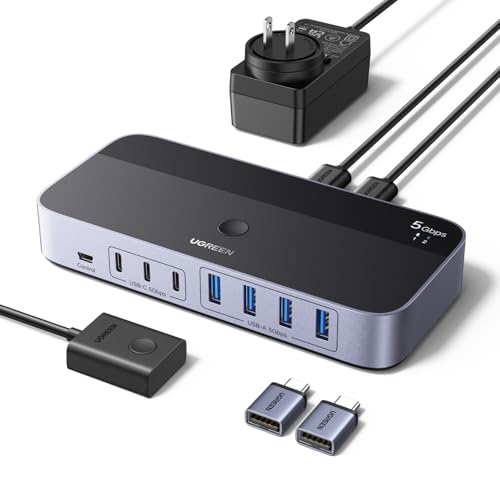 UGREEN 2-in 7-Out USB 3.0 Switch, USB Switcher for...