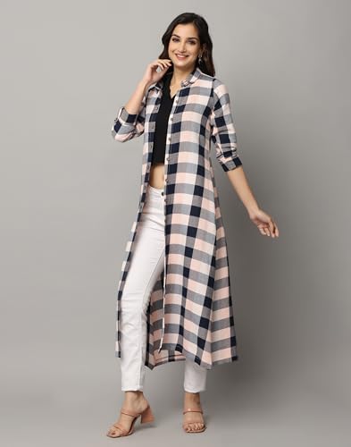 Image of Checks Collared Neck Slim Fit Shrug