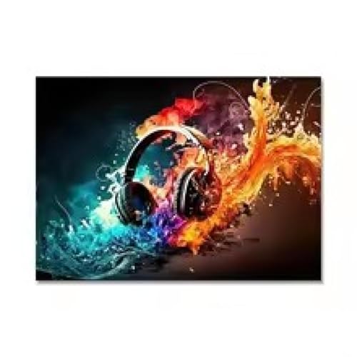 Toile esthétique casque néon pour grand mur vide