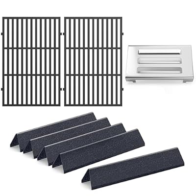 QuliMetal Grill Parts for Weber Spirit II E310 & 300 Series Grills, 15.3" Flavorizer Bars, 17.5" Grill Grates, 67060 Heat Deflector, Compatible with Spirit 2 Grill Parts, Replaces 7636 7638