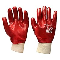 Scan Pvc Knitwrist Glove , Red