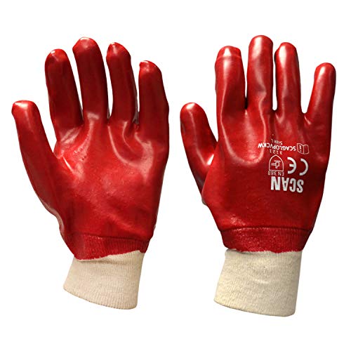 Scan Pvc Knitwrist Glove , Red