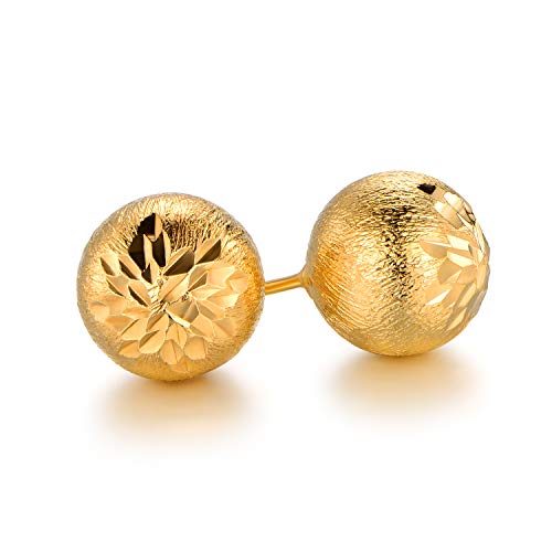 Gold Plated 16mm Engraved Ball Stud Earrings
