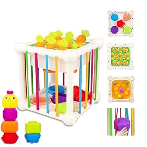 6 in 1 Montessori Learning Activity Cube Baby Toys,Sensory Educational Toys for Toddlers 18-48 Months Educational Learning Activities, Busy Cube Activity Table for 1 Year Old