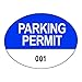 Brady 96238 Parking Permits, Rearview, White/Blue