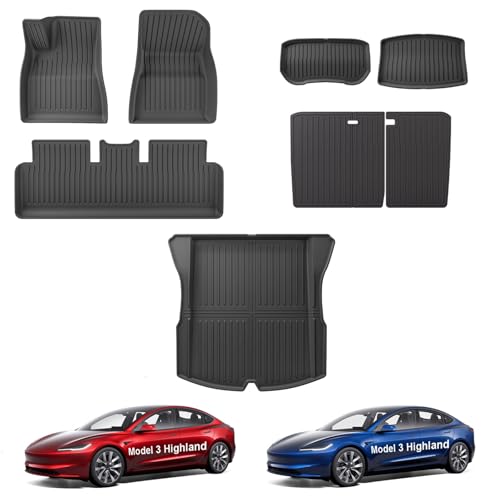 [8 PZS] GAFAT Tesla Model 3 Highland Standard Premium 2026 2025 2024 Alfombrillas Goma + Maletero Juego Completo, TPE To